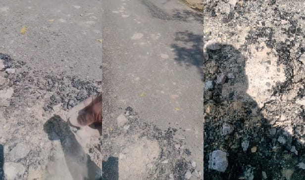 The road started crumbling as soon as it was built, villagers raised questions on the quality, officials said