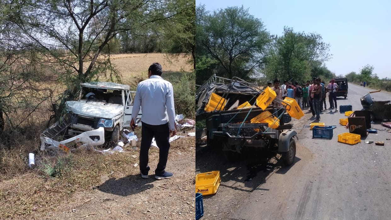 Damoh Road Accident Bolero and auto collide on Damoh-Panna road