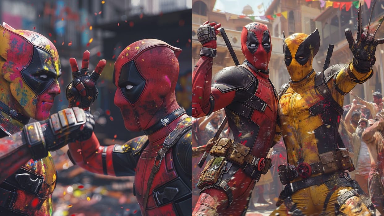 Fans created beautiful AI Images of Deadpool & Wolverine playing Holi in India photos went viral on internet