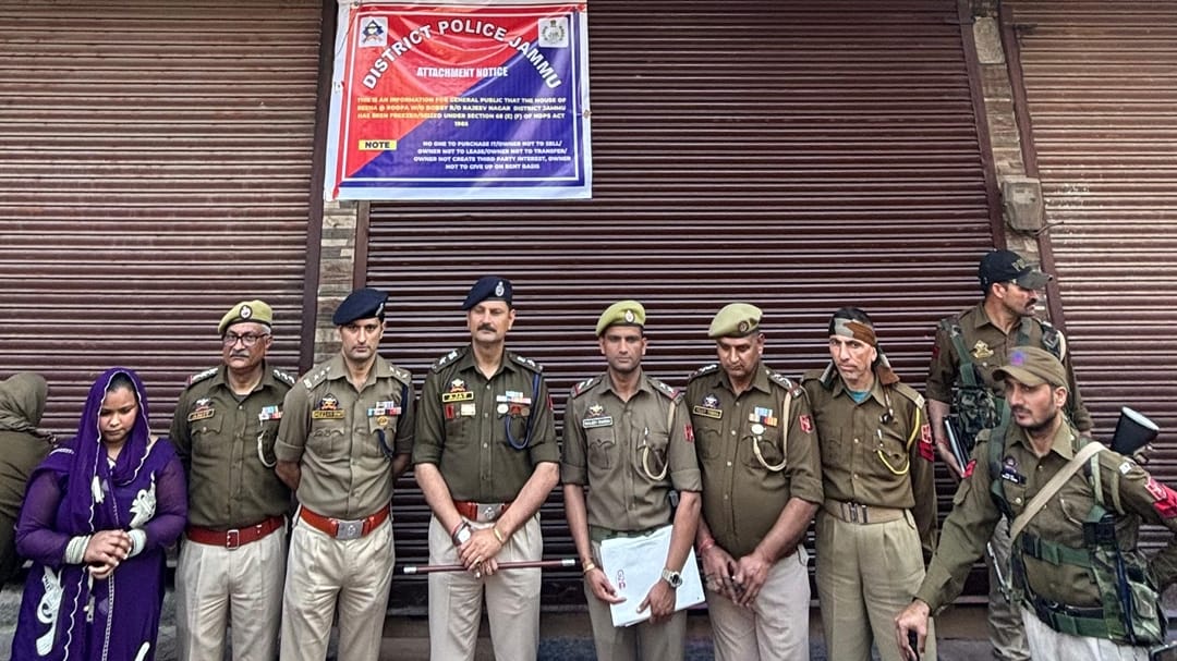 jammu police attached property worth crores of notorious drug peddlers in rajeev nagar