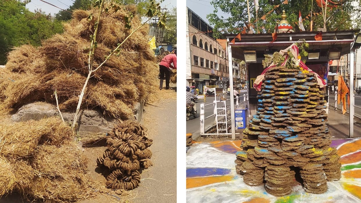 Use of cow dung cakes in Holi for the benefit of environment