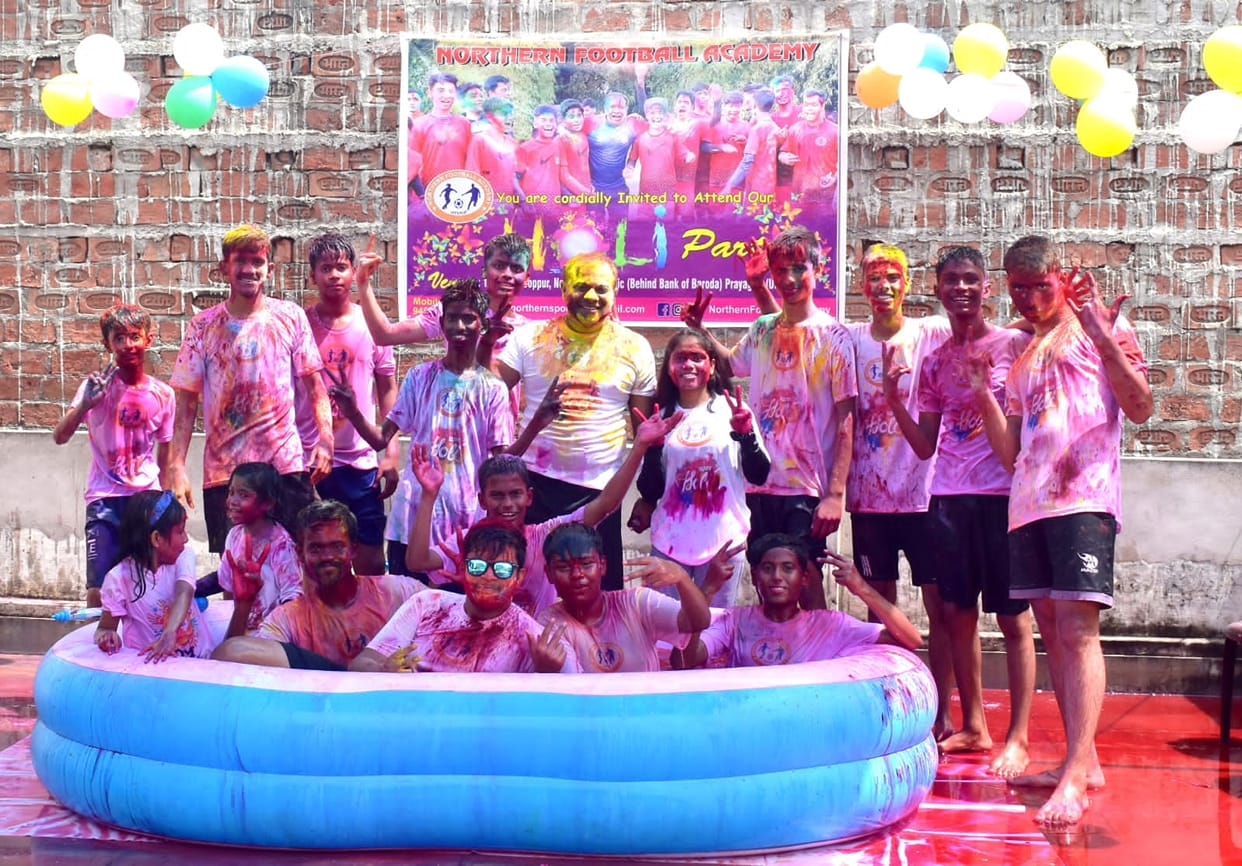 Happy Holi: Players of Norden Football Academy celebrate Holi with great enthusiasm