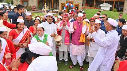 Holi 2024 Uttarakhand CM Dhami Play Holi in CM residence Sing songs with Dhol-Damau Photos