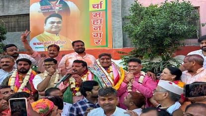 BJP Aligarh candidate Satish Gautam and Hathras candidate Anoop Valmiki received enthusiastic welcome