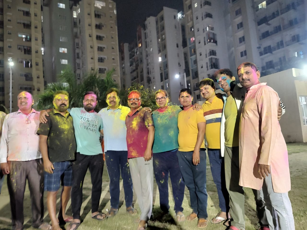 People celebrate Holi in Lucknow.