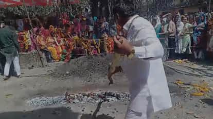 Devotees of Hanuman ji walk on embers after their wishes are fulfilled