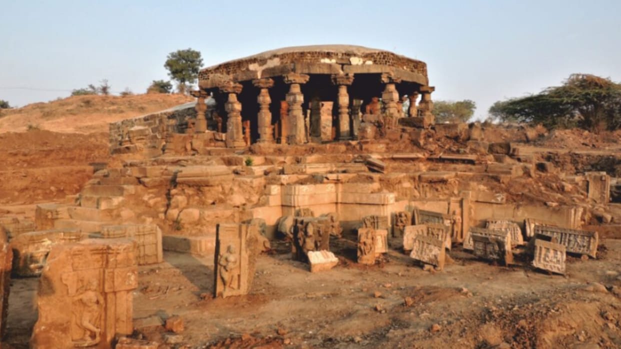 Maharashtra archaeology department official: Two temple bases found during excavation in Ambajogai