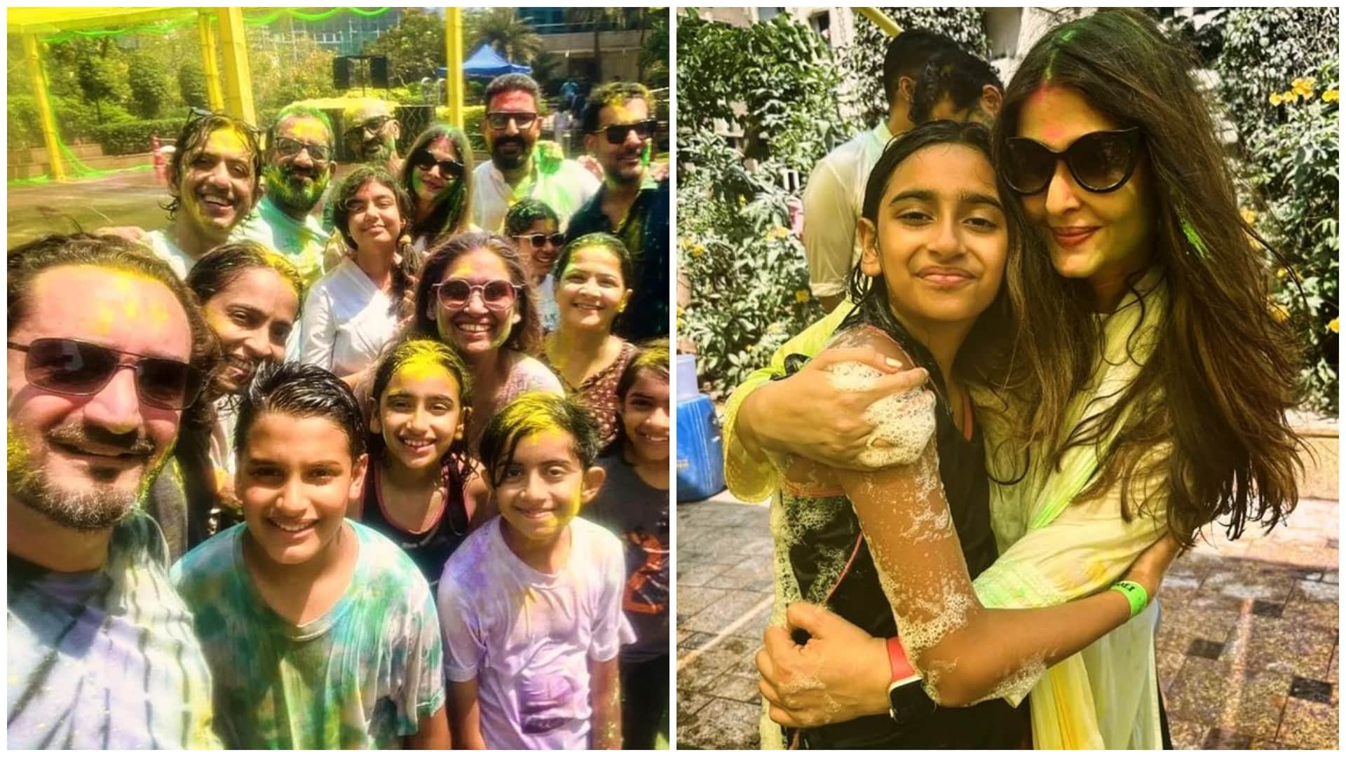 Holi 2024: Aishwarya Rai Abhishek Bachchan and Aaradhya Bachchan Celebrate Holi with Friends See Photos