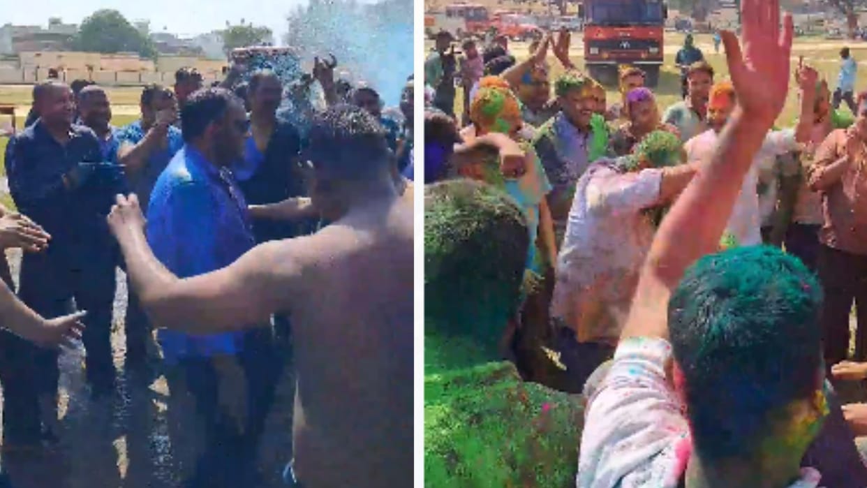 Azamgarh Police Celebrated holi in police line