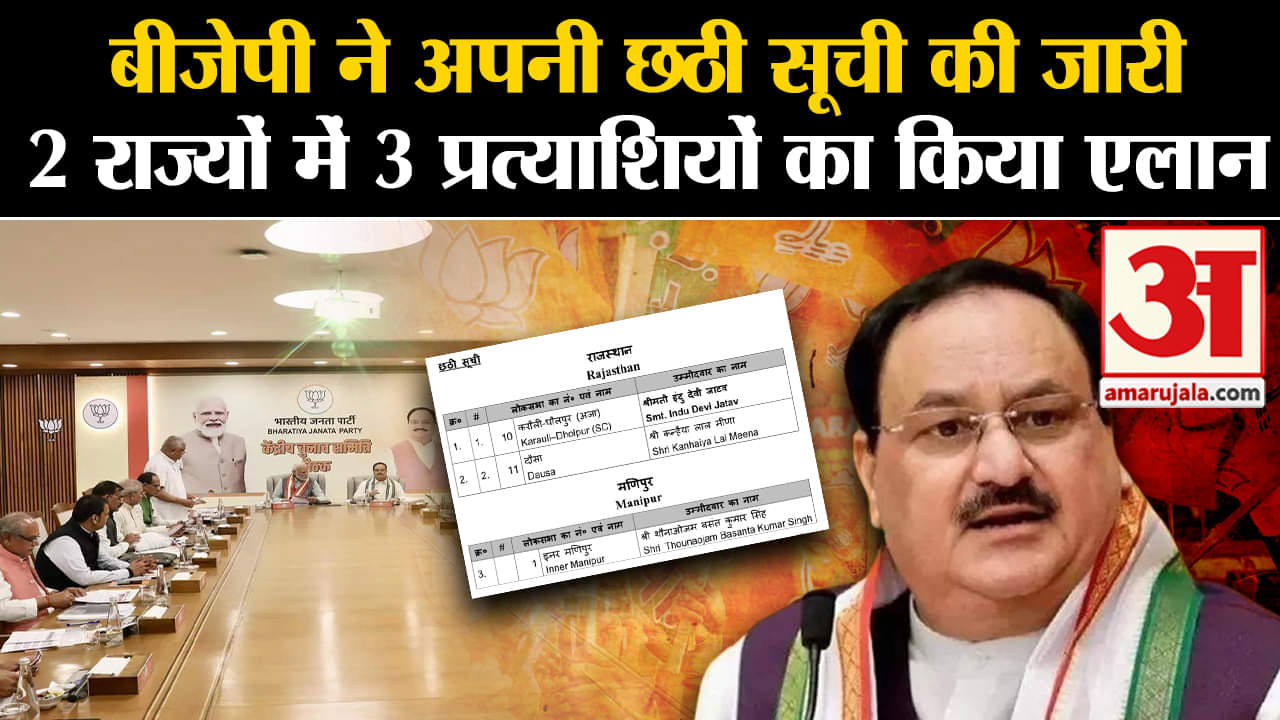 BJP Candidate List 2024:बीजेपी ने अपनी छठी सूची की जारी 2 राज्यों में 3 प्रत्याशियों का किया एलान