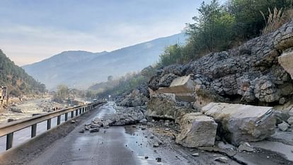 Vehicular movement disrupted on Kullu-Manali four lane due to landslide near Deodhar