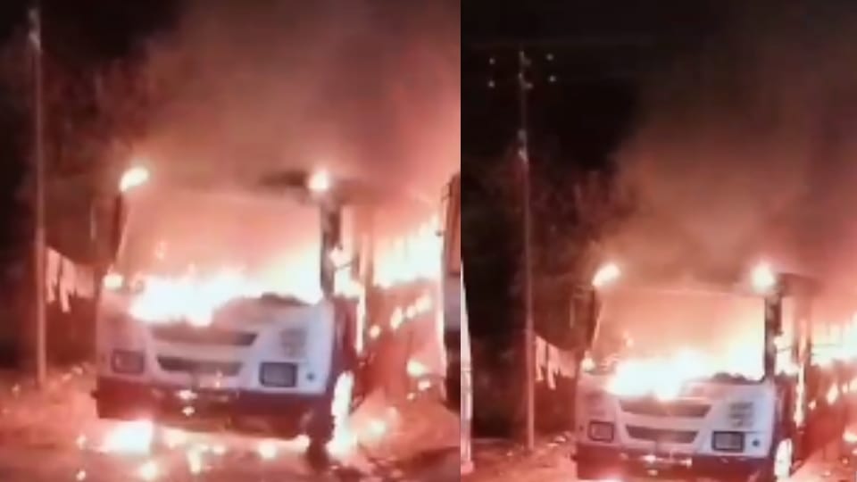 A massive fire broke out in a bus parked in Deoria bus depot