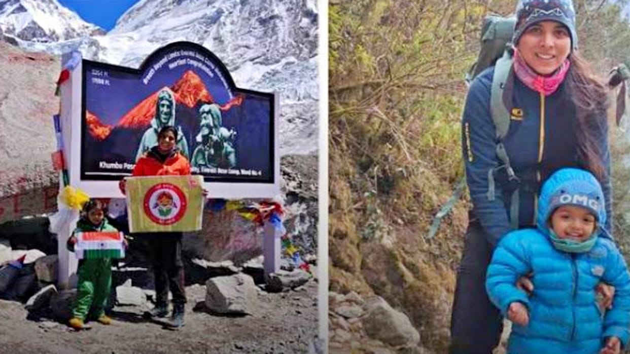 MP Two-year-old Siddhi reached the base camp of Mount Everest with her mother in 18 degree temperature, made