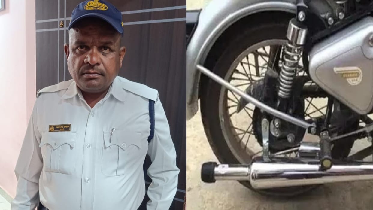 Ujjain On complaint of people soldier stopped rioting Bullet driver in anger stepped on car