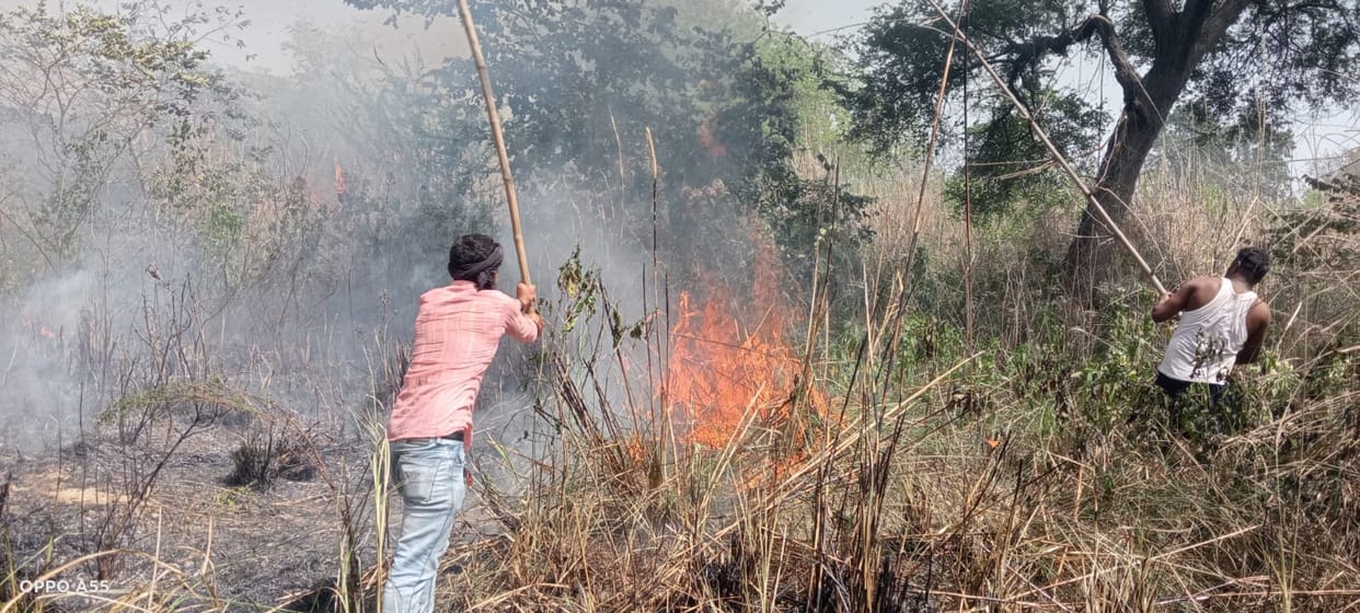 Varanasi fire news massive fire in garden farmers panic to save crops