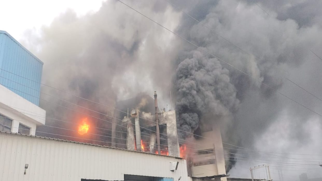 Fire in fan factory continues to smolder even after 20 hours