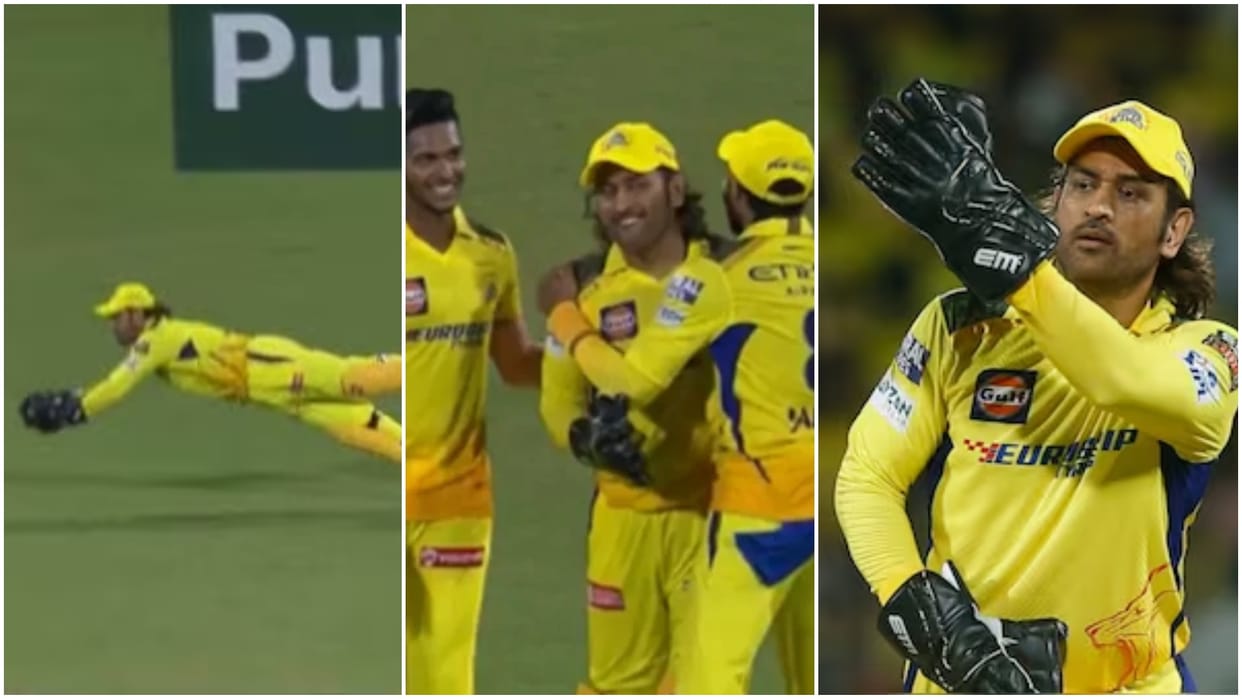 IPL 2024: MS Dhoni age defying dive catch to dismiss Vijay Shankar in CSK vs GT, Social Media Reactions