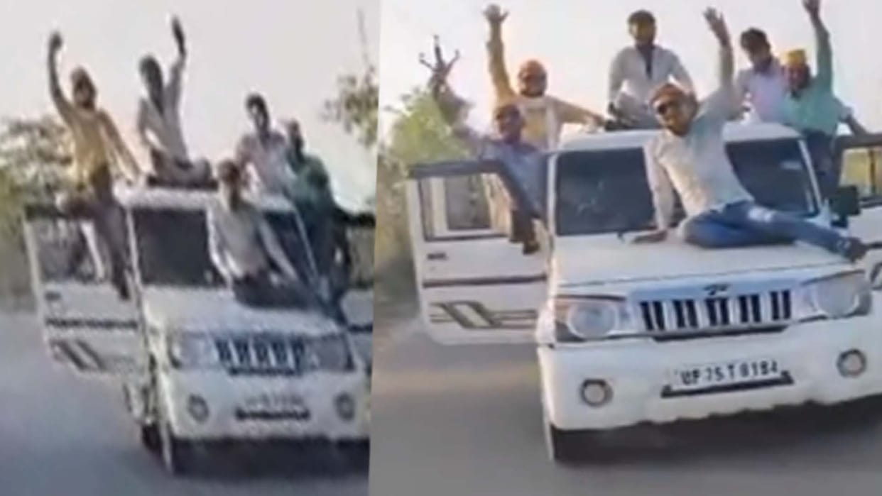 Etawah: Video of stunting on car roof and bonnet goes viral