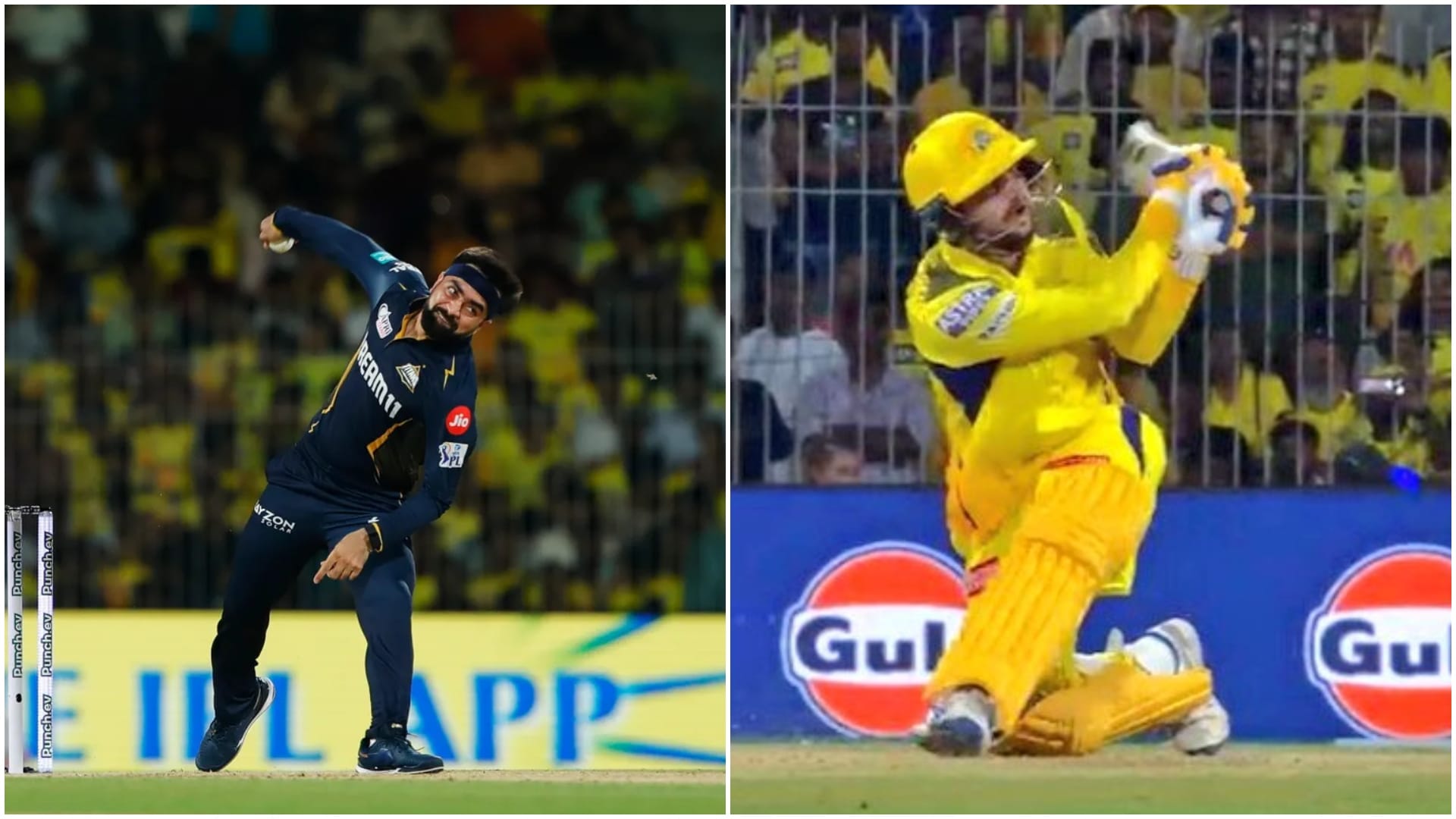 VIDEO: UP Sameer Rizvi hit 2 sixes in an over of Rashid Khan, Dhoni reaction on Sameer six IPL 2024 CSK vs GT