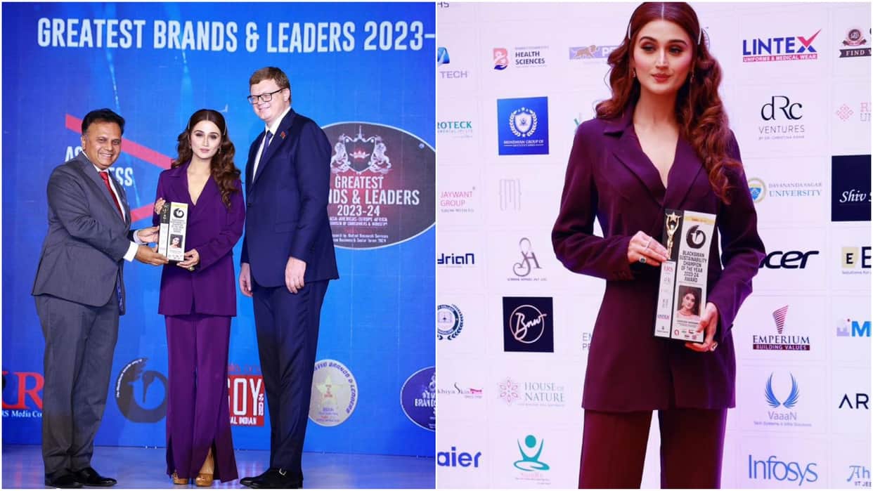 Aarushi Nishank Got Black Swan Sustainability Champion of the year award actress shares post