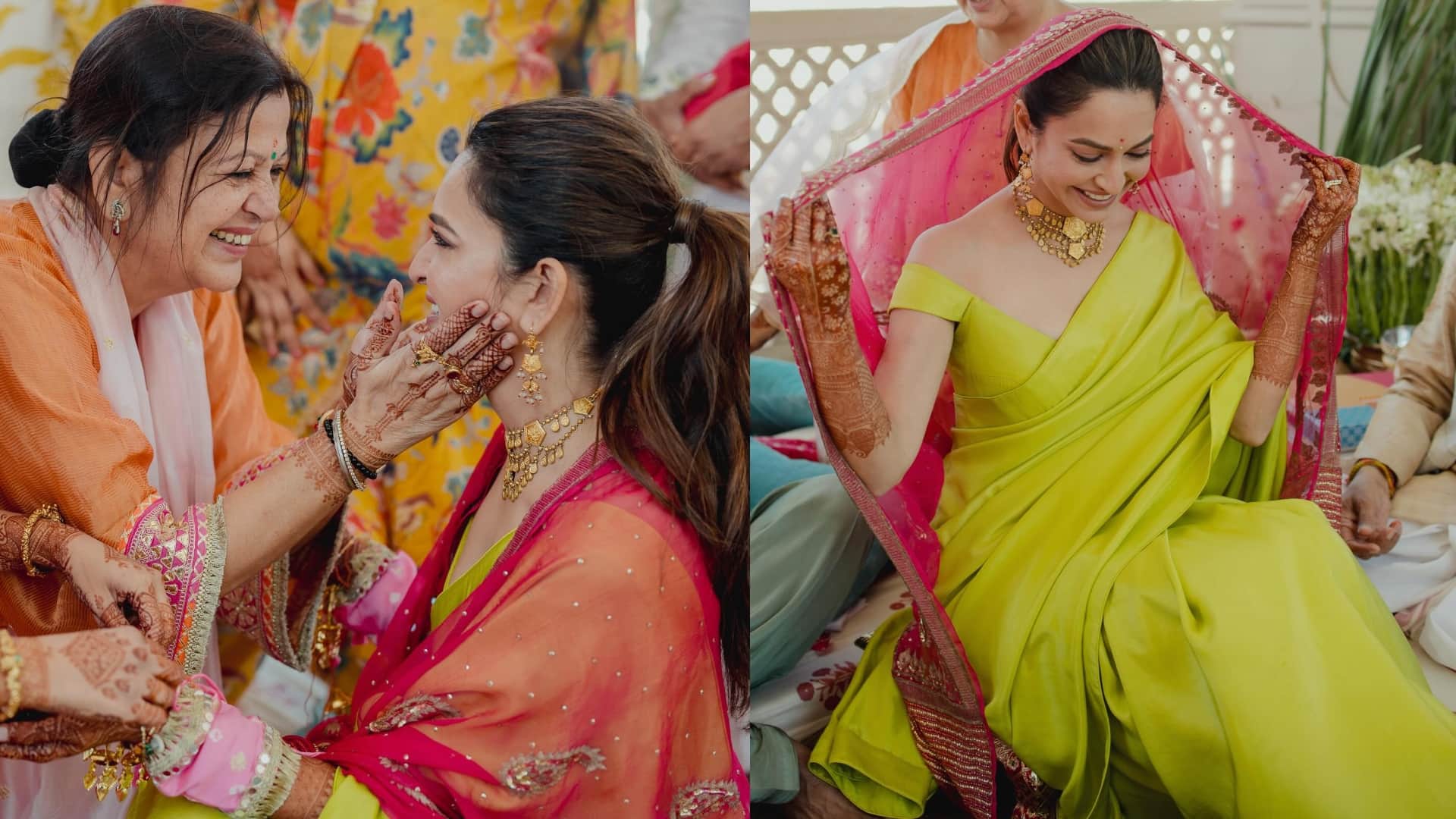 kriti kharbanda pulkit samrat wedding photos chooda ceremony photos of kriti