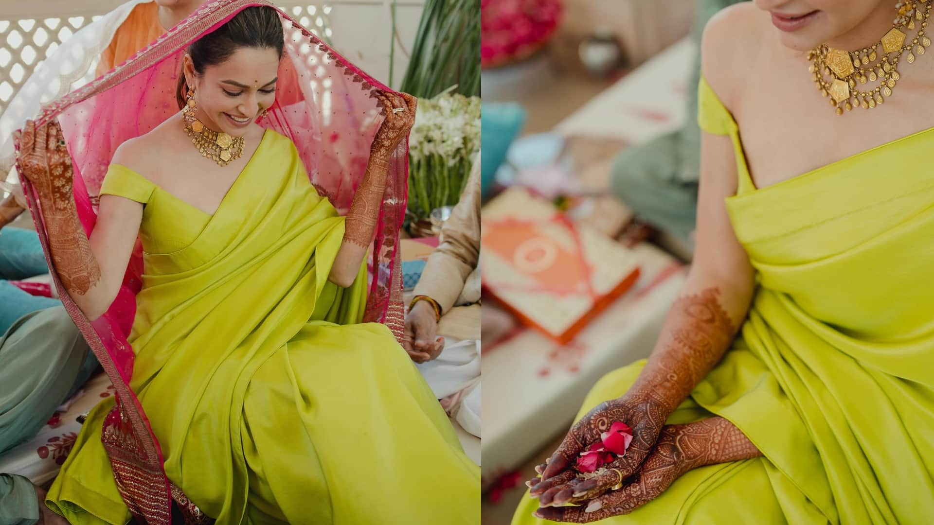 kriti kharbanda pulkit samrat wedding photos chooda ceremony photos of kriti