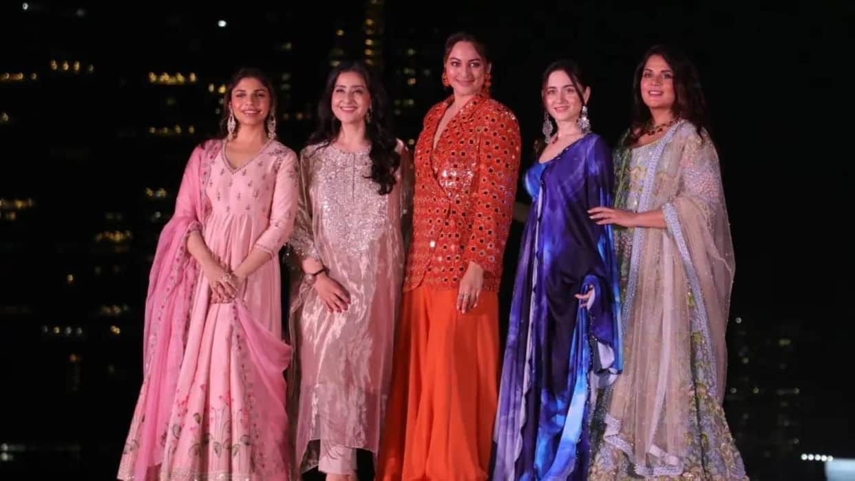 look of sonakshi sinha to richa chadha at sanjay leela bhansali web series heeramandi event
