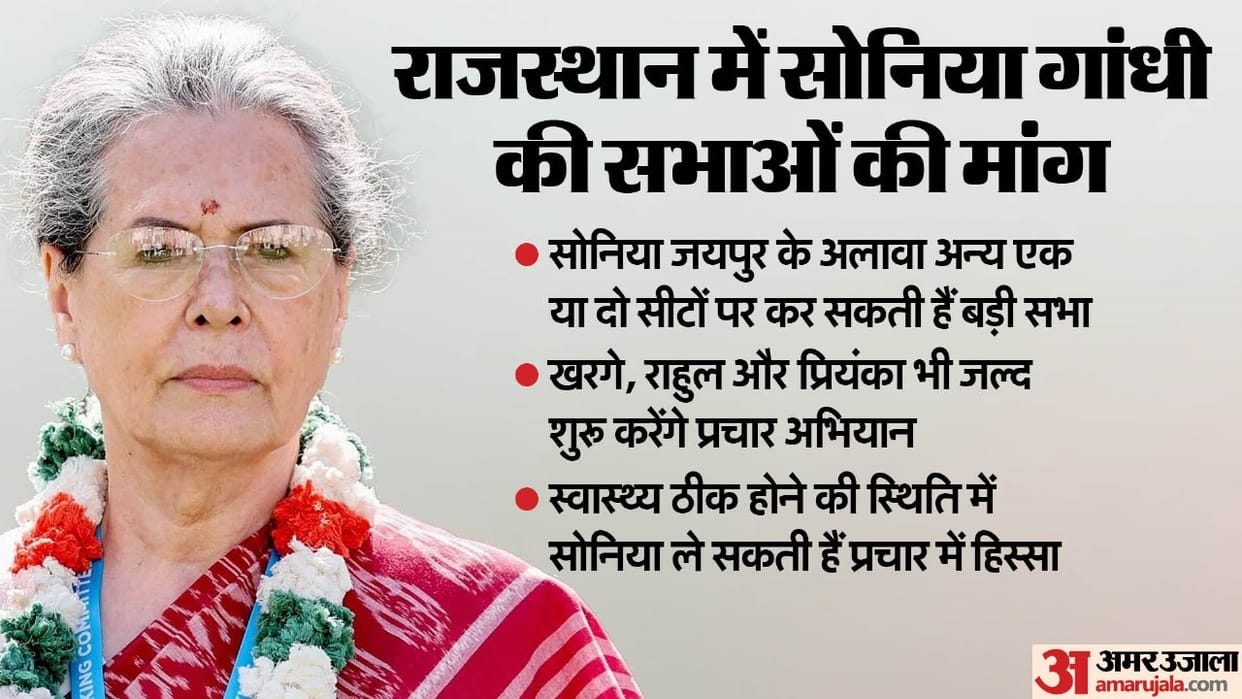 Sonia Gandhi may address a gathering in Rajasthan on April 6