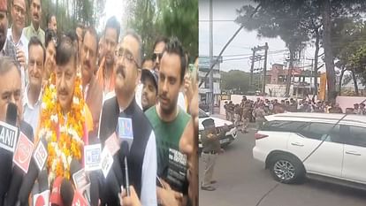 BJP gave a warm welcome to Rajendra Rana on reaching Hamirpur, NSUI showed black flags.