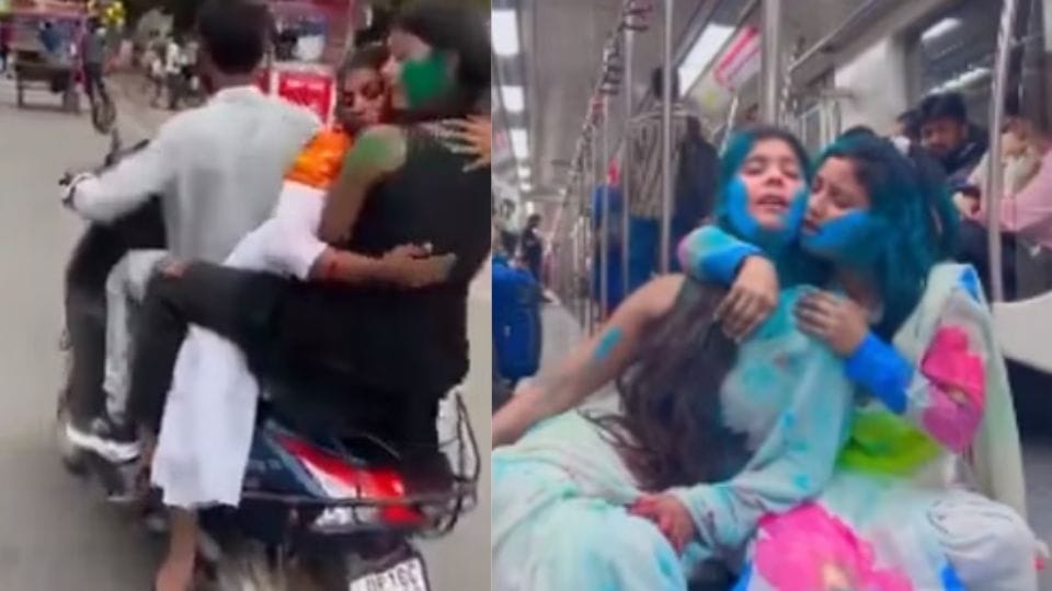 police arrested Vineeta, Preeti and Piyush who played Holi Noida streets and Delhi Metro