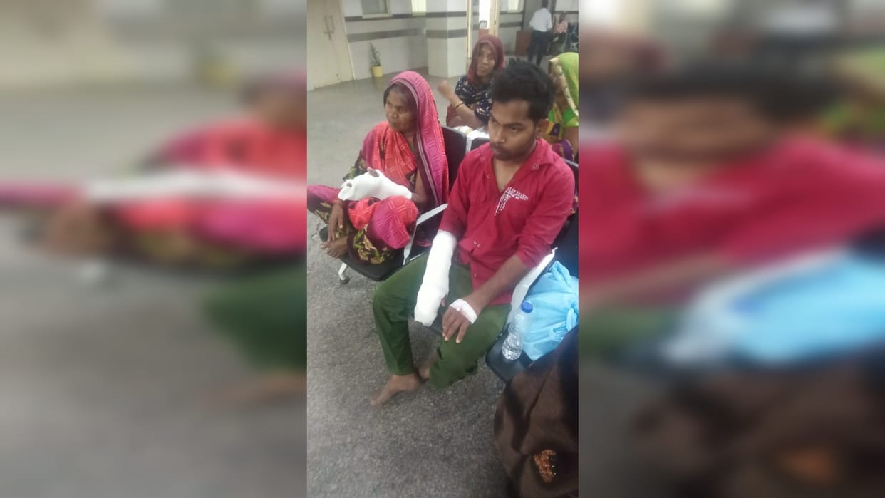 Bike riding miscreants threw bomb at the house, mother and son injured while sleeping in the verandah.