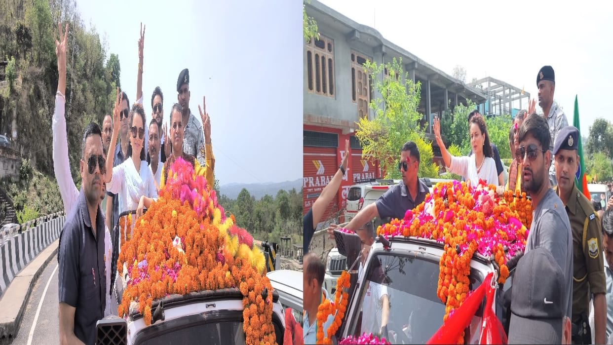 Actress Kangana Ranaut did a road show after reaching her home area, said - development is the main issue in t
