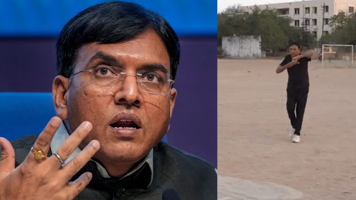 Union Health minister Mansukh Mandaviya played cricket in porbandar before lok sabha elections, watch video