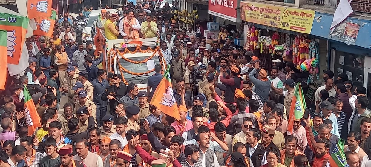 Lok Sabha Election 2024 CM Dhami Road Show in support of BJP candidate Mala Rajya Lakshmi Shah in Purola
