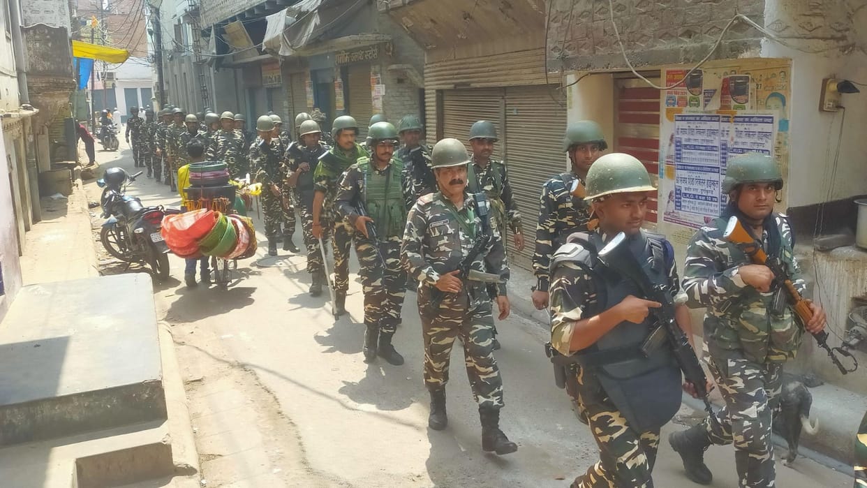 Security force route march sensitive areas in Mukhtar Ansari death and elections matter