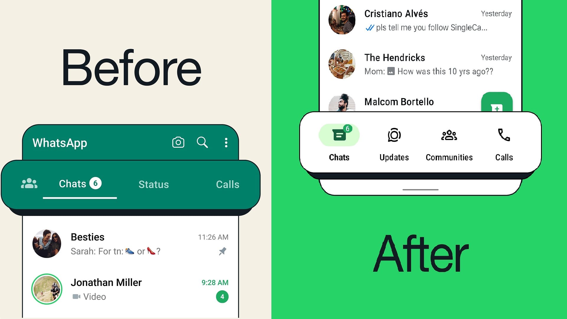 WhatsApp new chat navigations tools live now closer to your thumbs