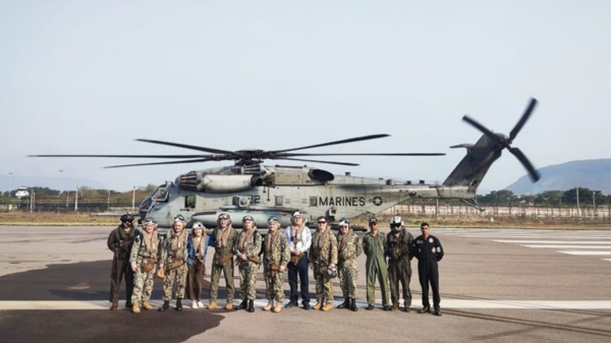 Tiger Triumph 2024 US Marine CH-53E Super Stallion first landing on INS Dega Visakhapatnam
