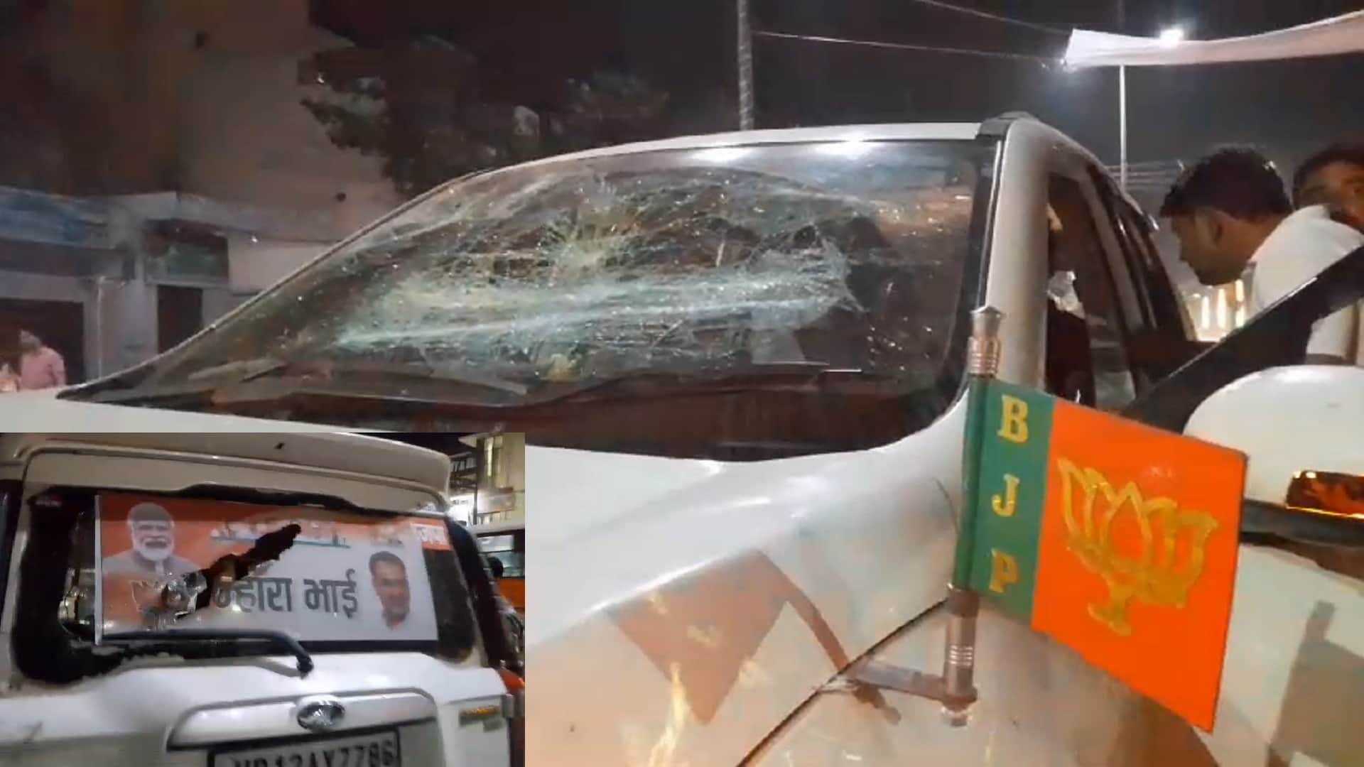 Stones pelted on vehicles of minister Sanjeev Baliyan convoy in Madhkarimpur village of Muzaffarnagar pictures