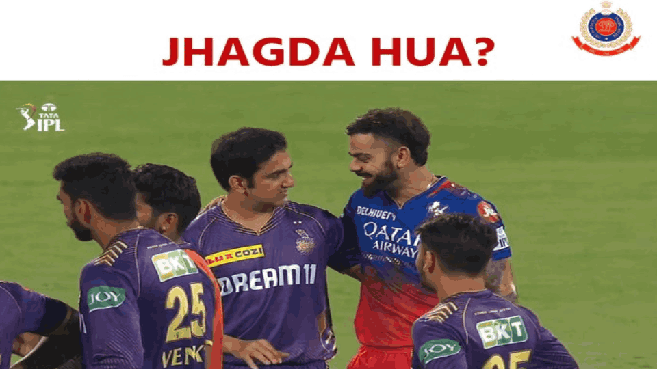 delhi police x post viral on Dial 112 Gautam Gambhir-Virat Kohli IPL Clash RCB vs KKR