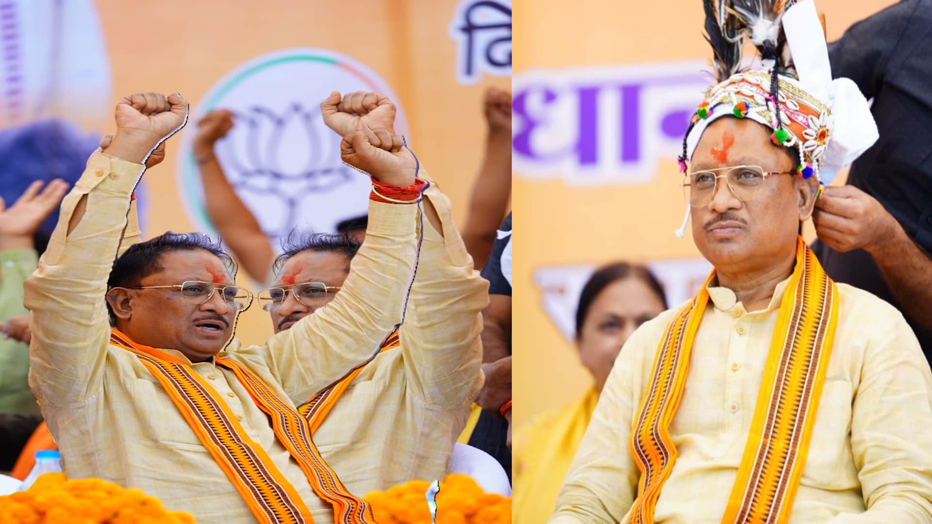 काेंडांगाव में चुनावी सभा में हुंकार भरते मुख्यमंत्री विष्णुदेव साय