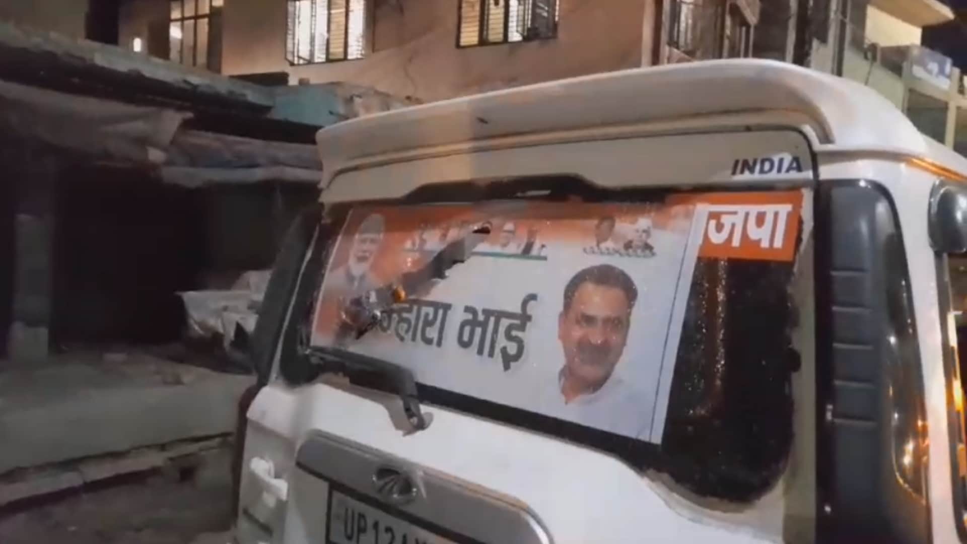 Stones pelted on vehicles of minister Sanjeev Baliyan convoy in Madhkarimpur village of Muzaffarnagar pictures