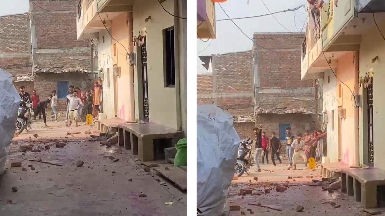 Stone pelting on the matter of throwing color gulal in ujjain