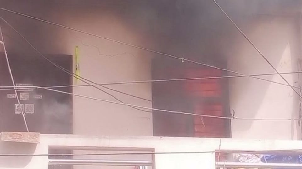 Fire broke out in a two-storey house in Pratapnagar created chaos Fire brigade reached the spot