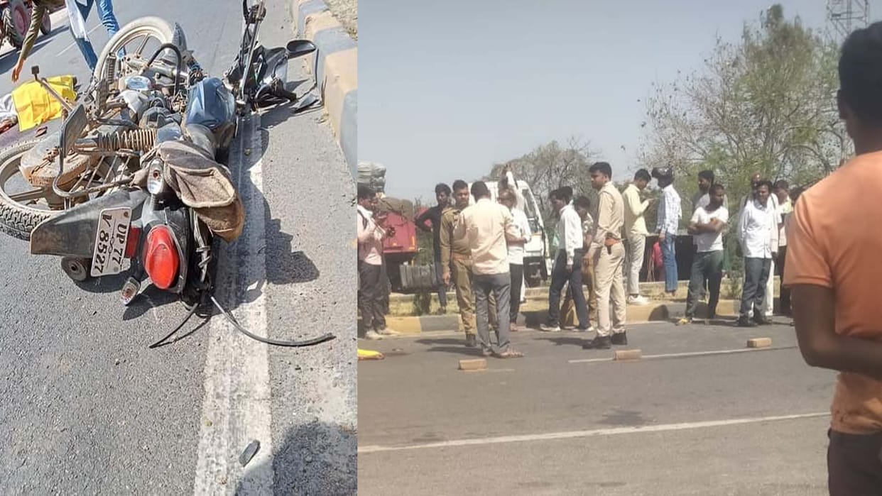 Jalaun Accident: Bike riding youth dies on the spot due to collision with truck