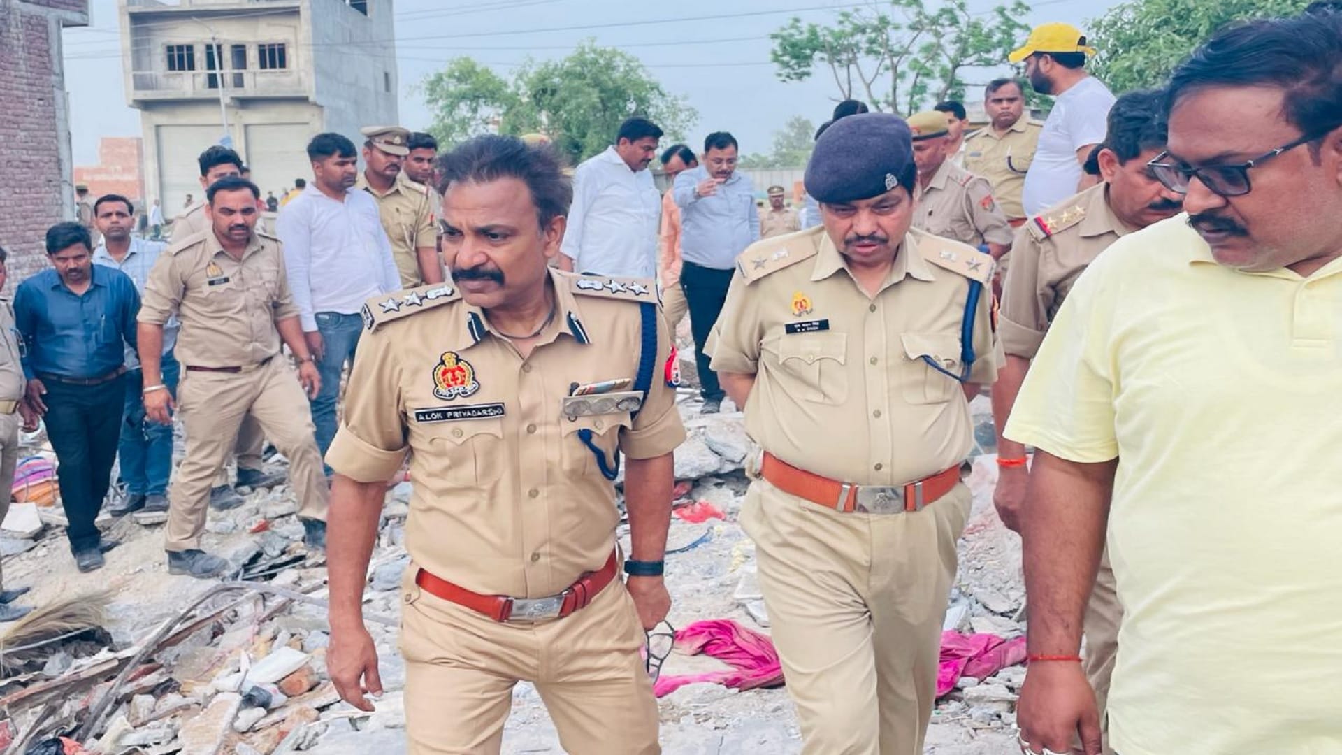 Budaun case Explosion in illegal gunpowder store in Badaun Two storey house collapsed, mother and son died