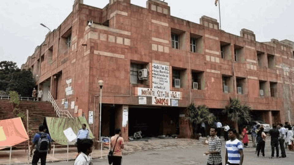 female Student sitting on indefinite strike in JNU