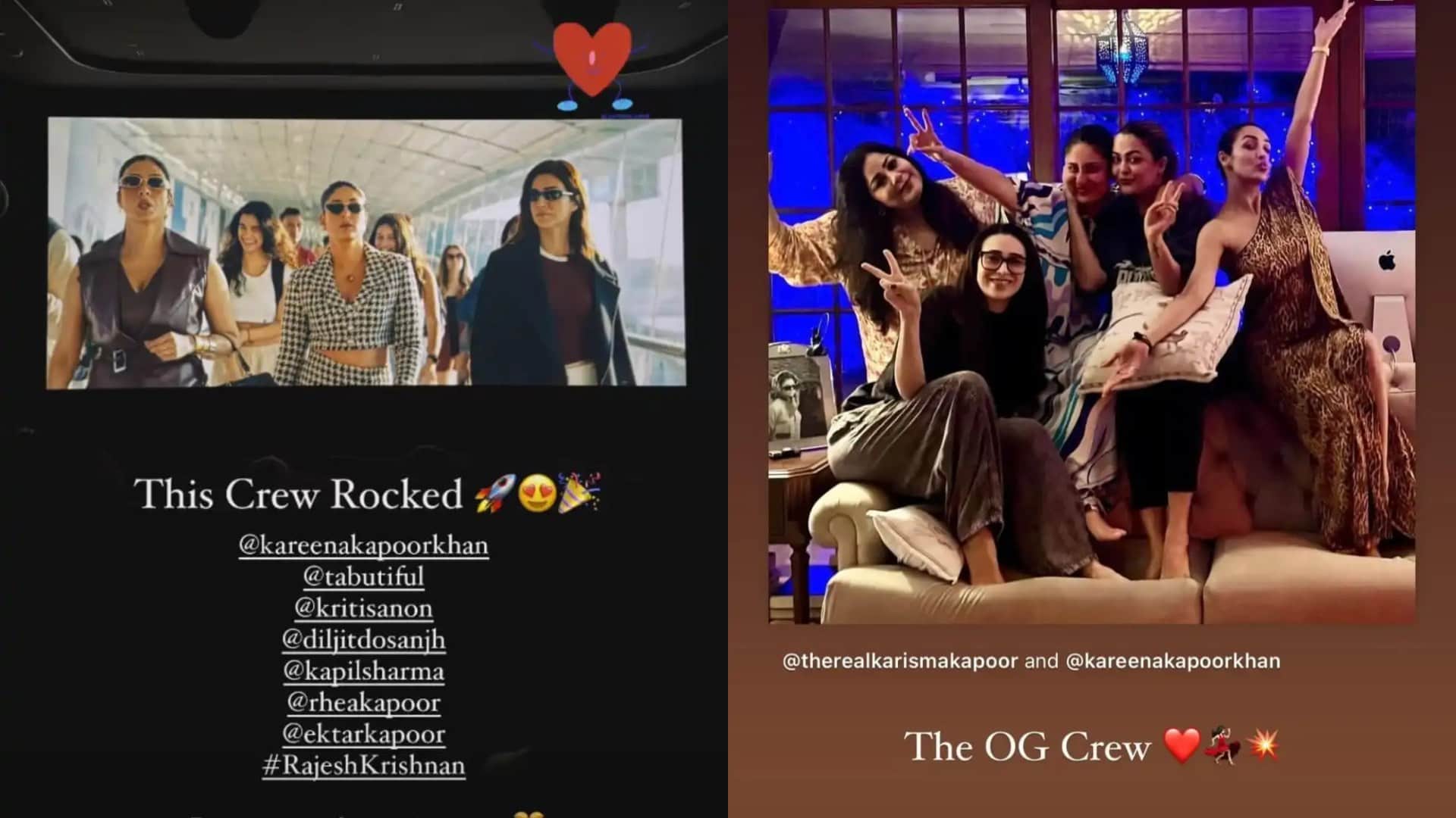 Karisma Kapoor took to social media to give a shot out to the Kareena Kapoor film crew wrote This Crew Rocked