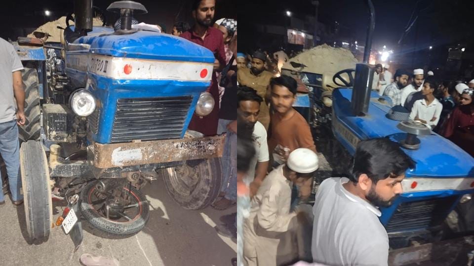 Moradabad: Tractor-trolley filled with sand crushed the bike, two friends died on the spot