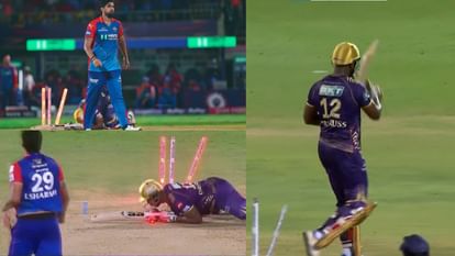 IPL 2024: ईशांत की यॉर्कर पर चारों खाने चित हुए रसेल, मुंह के बल गिरे, आउट होने के बाद दिया ऐसा रिएक्शन, देखें IPL 2024: Andre Russell was hit by Ishant sharmas yorker, he reacted after getting out in dc vs kkr match