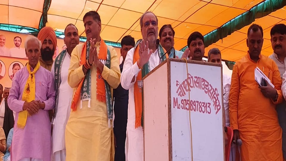BJP state president Bhupendra Chaudhary took on the opposition in Aligarh